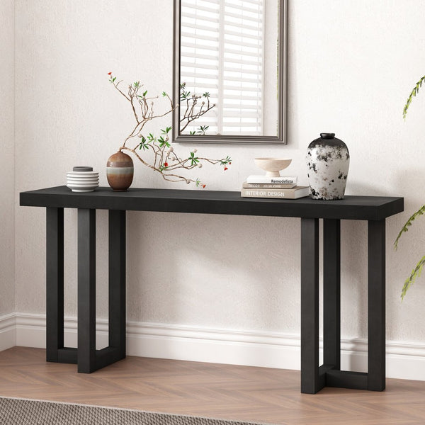 English Elm U_Style Modern Geometric Console Table With Solid Pine Legs For Stylish Entryway Or Living Room N711P289128B-GIGA