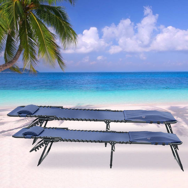 English Elm Face Down Tanning Chaise with Prone Cutouts Foldable Teslin Outdoor Recliner 2 Pack Dark Blue W3162P449078