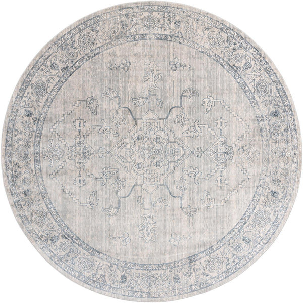 Unique Loom Newport Ochre Machine Made Border Rug Gray, Ivory 10' 2" x 10' 2"