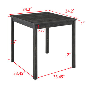 English Elm Dining Round 5-Piece Table Set with Solid Wood Chairs, Linen Upholstery, Industrial Modern Style Black+ Gray W487P333509