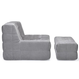 English Elm Bean Bean Bag Chair for Adults with Ottoman Filled with High-Density Memory Foam for Superior Comfort and Support Grey T3623P408793