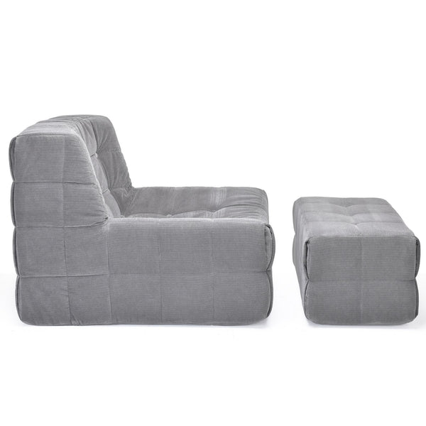 English Elm Bean Bean Bag Chair for Adults with Ottoman Filled with High-Density Memory Foam for Superior Comfort and Support Grey T3623P408793