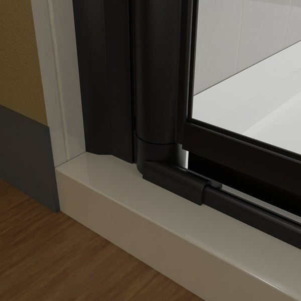 English Elm 30 in Semi-frameless Pivot Shower Door Tempered Glass Matte Black Steel Hardware W637P163758