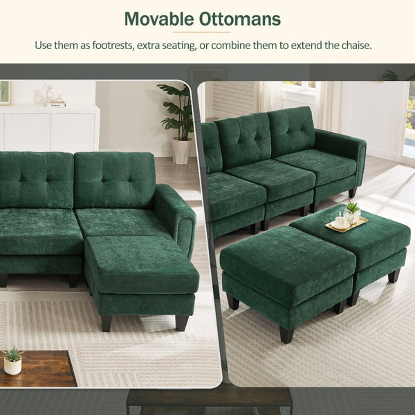 English Elm Swivel Barrel Accent Chair Chenille Tufted Round Club Seat for Living Room Lounge Green N719S002250F