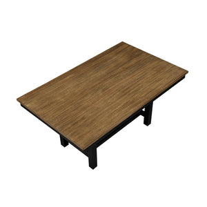 English Elm 2-tone Farmhouse Rectangular Dining Table Seats Six with Trestle Base and Storage Shelf B011P427922