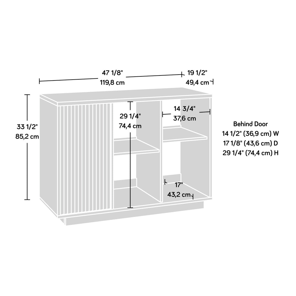 English Elm Accent Gray Storage Cabinet with Adjustable Shelves, Cord Management, Modern Media Center (47.2" L) B356P354469