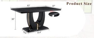 English Elm Modern Mdf Dining Table Seats Six with U-shaped Legs for Minimalist Interiors Black W1151S04162