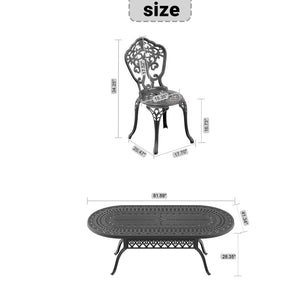 English Elm 7-Piece All-Weather Cast Aluminum Dining Set - Stylish Black Frame For Outdoor Comfort & Durability W1710S00251