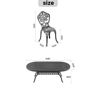 English Elm 7-piece Cast Aluminum Outdoor Dining Set Ornate Relief Patio Furniture Weather Resistant W1710S00532