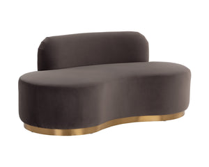 Sunpan Cassey Bench – Contemporary Curved Design with Gold Stainless Steel Base for Stunning Home Appeal Meg Ash