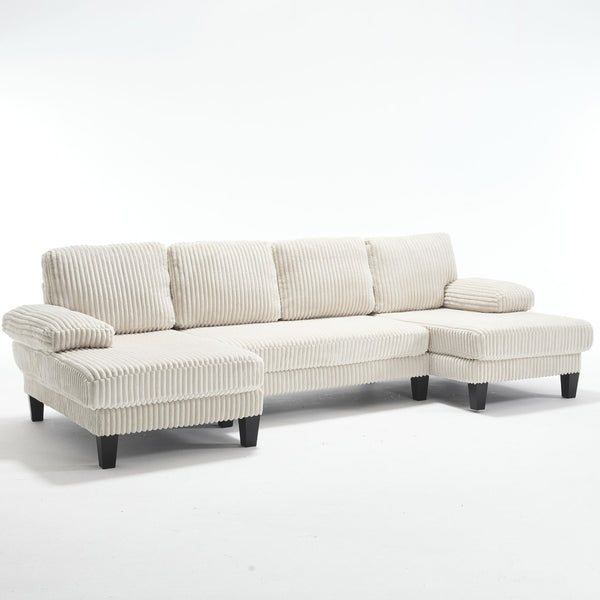 English Elm U-Shaped 4-Seat Sofa With Double Chaise - Luxurious Velvet Comfort For Modern Living Spaces W2705S00014-GIGA