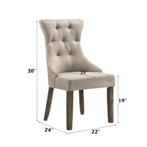English Elm Gabrian Two-Tone Fabric High-Back Side Chair Set of 2 with Turned Wood Legs and Padded Seat Beige,Gray 27 L x 21 W x 26 H B2726P264657
