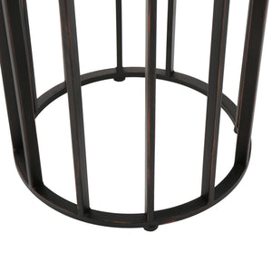 English Elm Christopher Knight Home® - Outdoor Acacia Wood Side Table with Round Solid Top and Black Iron Frame, Handcrafted, 15" 60747.00