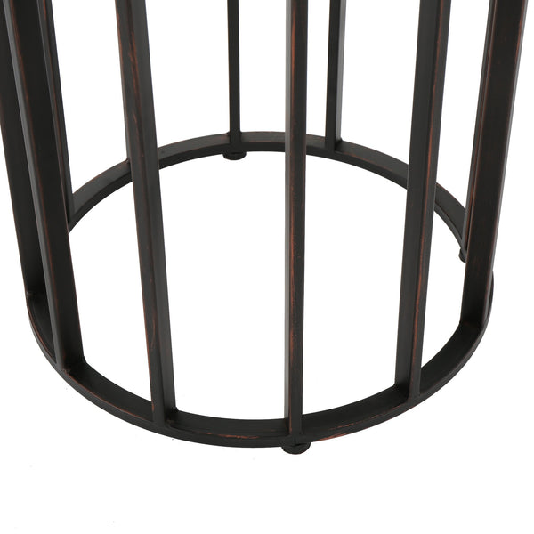 English Elm Christopher Knight Home® - Outdoor Acacia Wood Side Table with Round Solid Top and Black Iron Frame, Handcrafted, 15" 60747.00