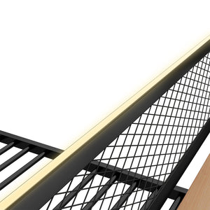 English Elm Full Full Size Metal Bunk Bed with Built-in Desk, Light, 2 Drawers, Shelves, Sturdy Space-Saver Black GX001517AAB