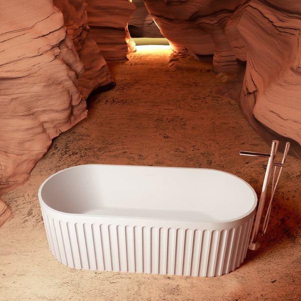 English Elm 67" Freestanding Stone Resin Soaking Tub Ergonomic Lumbar Spa Bath Matte White W157378890