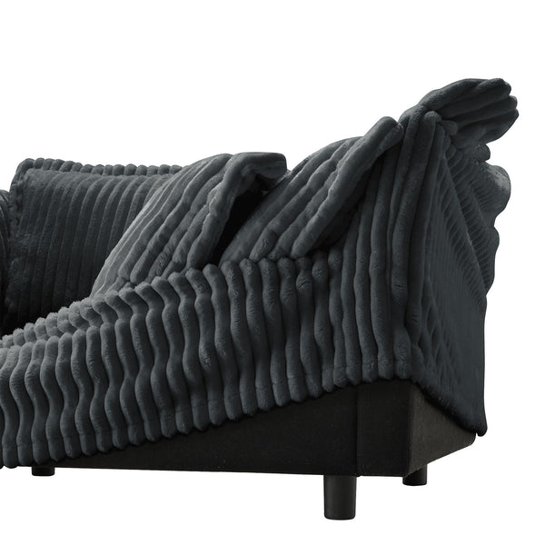 English Elm Modern Slipcovered 2-Seat Sofa Couch In Gray Corduroy – Stylish, Comfy, Easy-Care Design For Small Spaces W3041S00215