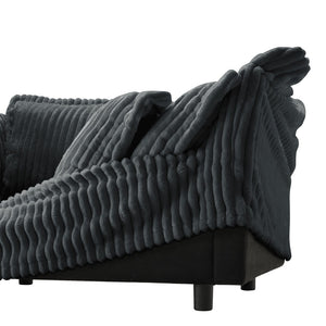 English Elm Slipcovered Sectional 2-Seater Sofa With Detachable Ottoman, Cozy Gray Corduroy & Washable Covers W3041S00216-GIGA