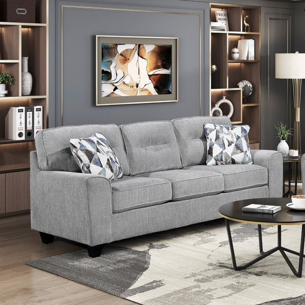 English Elm Contemporary Chenille Sofa and Loveseat Set with Pocket Coil Cushions for Living Rooms Gray B011S02475