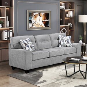 English Elm Contemporary Chenille Sofa and Loveseat Set with Pocket Coil Cushions for Living Rooms Gray B011S02475
