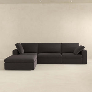 English Elm Ashcroft Furniture - Cecilia Modular Corner Sectional Sofa Dark Gray Fabric – Solid Wood Frame, Semi-Firm Comfort, 2 Pillows B183S00004