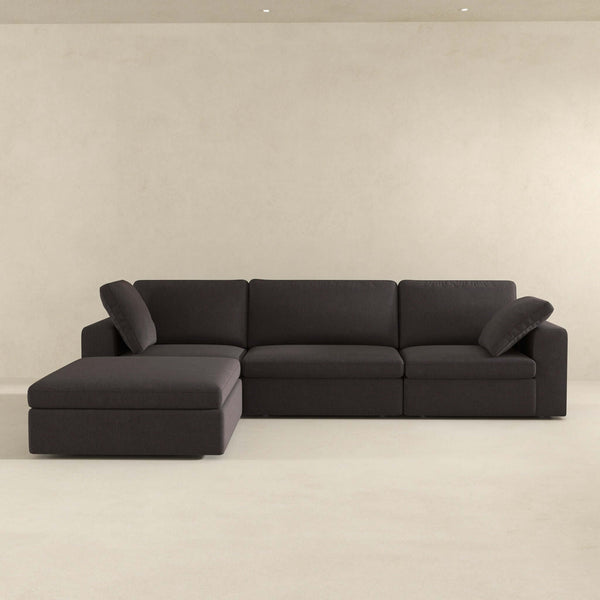 English Elm Ashcroft Furniture - Cecilia Modular Corner Sectional Sofa Dark Gray Fabric – Solid Wood Frame, Semi-Firm Comfort, 2 Pillows B183S00004