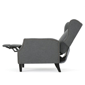 English Elm Christopher Knight Home® - Pushback Recliner Chair with Nailhead Trim and Wingback Design, Plush Fabric Comfort for Living Rooms Charcoal 60760.00CCL