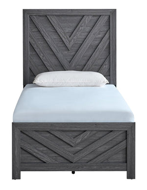 English Elm Rustica Twin Panel Bed Gray Laminated Finish Trim Overlay Headboard Guest Room Frame B078S00654