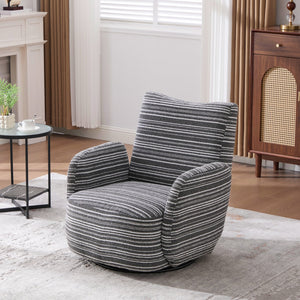 English Elm Modern Boucle 360° Swivel Leisure Chair with High‑Resilience Sponge, Supportive Curve, 550lb Capacity Dark Gray W395P355513