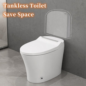 English Elm Smart toilet One-Piece Elongated Heated Seat with Foot Sensor, Dual Flush, Auto-LED Night Light, IPX4 Waterproof and Soft-Close Comfort Bowl (White) N753P222587W