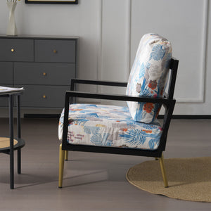 English Elm Christopher Knight Home® - Floral Velvet Accent Chair with Removable Washable Cover, Plush 5.51" Cushions & Gold Legs for Living Spaces N817P237961B