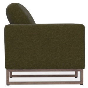 English Elm Green Olive Upholstered Accent Chair with Tapered Metal Legs for Mid-century Living Rooms B2709P486926
