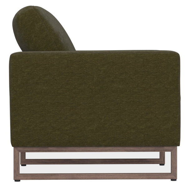 English Elm Green Olive Upholstered Accent Chair with Tapered Metal Legs for Mid-century Living Rooms B2709P486926