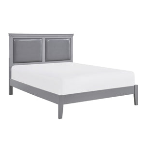 English Elm Classic Gray Eastern King Panel Bed With Upholstered Headboard – Timeless Charm & Comfort For Your Bedroom B011S01321