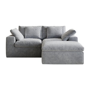 English Elm Modular Sectional Sofa - 3-Seater Light Gray Minimalist Design With Ottoman, Comfy Sleeper Option W3622S00010