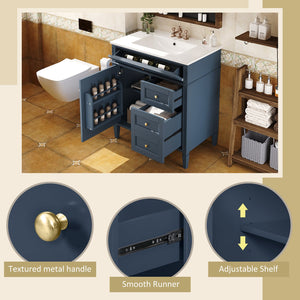English Elm 30'' Modern Bathroom Vanity With Ceramic Sink, Stylish Storage, 2 Drawers & Tip-Out For Organization N710P250194C