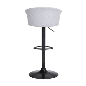 English Elm Lydia Swivel Adjustable Barstool Upholstered Fabric Seat with Black Wood Frame Gray B2736P464835