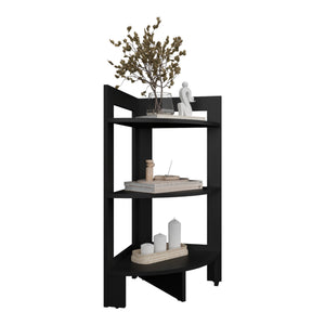English Elm Side Table with 3 Shelves and 3 Legs — Compact 31.7" Engineered Wood Accent for Small Spaces, Modern Stylish Storage Black 34.25 L x 16.93 W x 2.76 H B097P250832