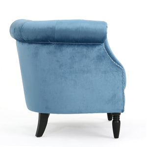 English Elm Christopher Knight Home® - CLUB Velvet Accent Chair with Kiln-Dried Legs — Plush Mid-Century Design, Compact Luxurious Seating Aqua 33.25 L x 29.75 W x 25 H 59259.00NVLTAQU