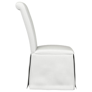 English Elm Isela White Upholstered Parson Side Chairs Set of 2 — Timeless Skirted Pleated Seats, Tall Curved Backs B062P375533