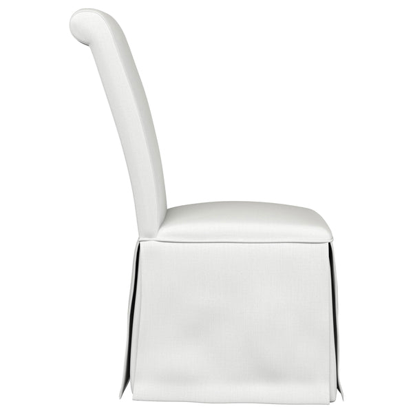 English Elm Isela White Upholstered Parson Side Chairs Set of 2 — Timeless Skirted Pleated Seats, Tall Curved Backs B062P375533