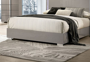 English Elm Contemporary Eastern King Bed With Led Headboard, Light Taupe Finish, Modern Bedroom Furniture Design B2741S00082