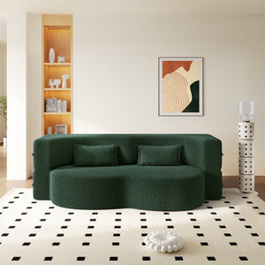 English Elm Modern Corduroy Floor Sofa Foldable Twin Sleeper Foam Filled for Dorms and Playrooms Green W1885P446602