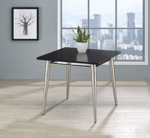 OSP Home Furnishings Brooklyn Square End Table with Brushed Nickel Frame for Modern Living Rooms and Offices Black MG0922S-BK