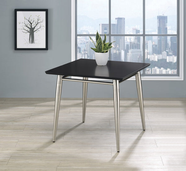 OSP Home Furnishings Brooklyn Square End Table with Brushed Nickel Frame for Modern Living Rooms and Offices Black MG0922S-BK
