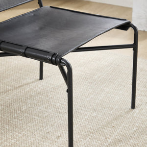 English Elm Retro PU Leather Leisure Chair Set of 2 – Modern Medieval Black Armless Accent Chairs with Metal Legs, Breathable Faux Leather Comfort W3112P254908