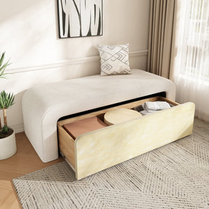 English Elm Christopher Knight Home® - Upholstered Ottoman With Storage Drawer - Chic Boucle Fabric, Solid Wood, Versatile Seating Solution N757P303234W