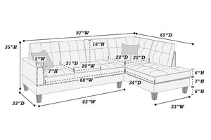 English Elm Modern Charcoal Sectional Sofa with Nailhead Trim Linen Upholstery and Accent Pillows B011S02192