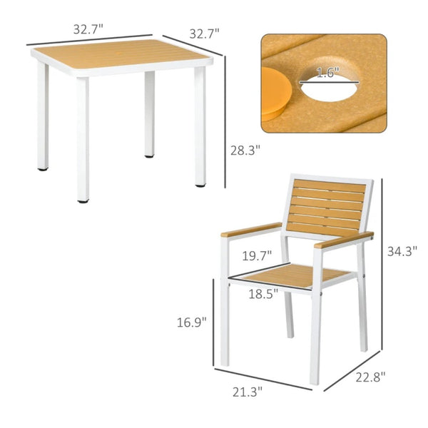 English Elm Outdoor 5 Piece Patio Dining Set with Hdpe Slatted Table and Aluminum Chairs T3971S00101