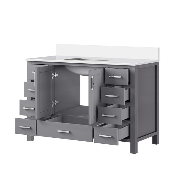 English Elm Dark Grey Solid Wood Bath Vanity 48" W x 22" D with Cultured Marble Top, Soft-Close Drawers & Storage B2731P259067